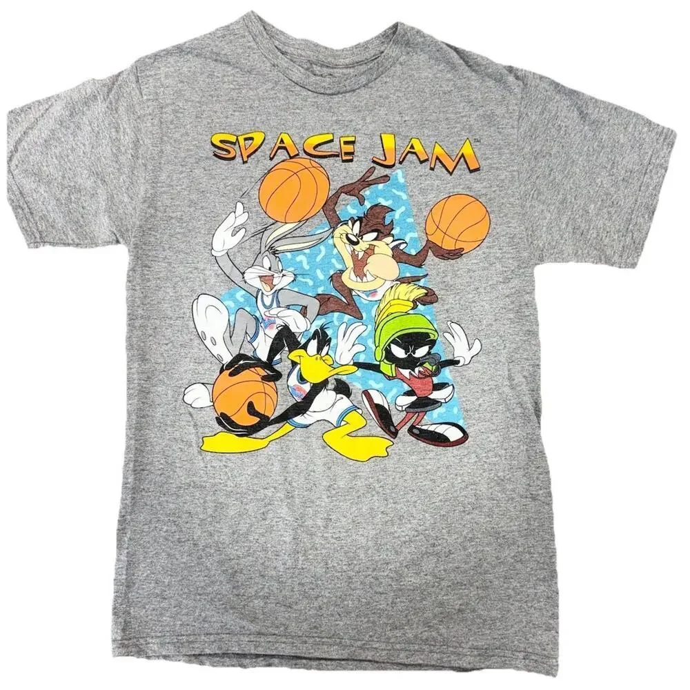 Space Jam Men’s Small Graphic Tee Tune Squad Basketball Vintage Style Gray - Picture 2 of 7